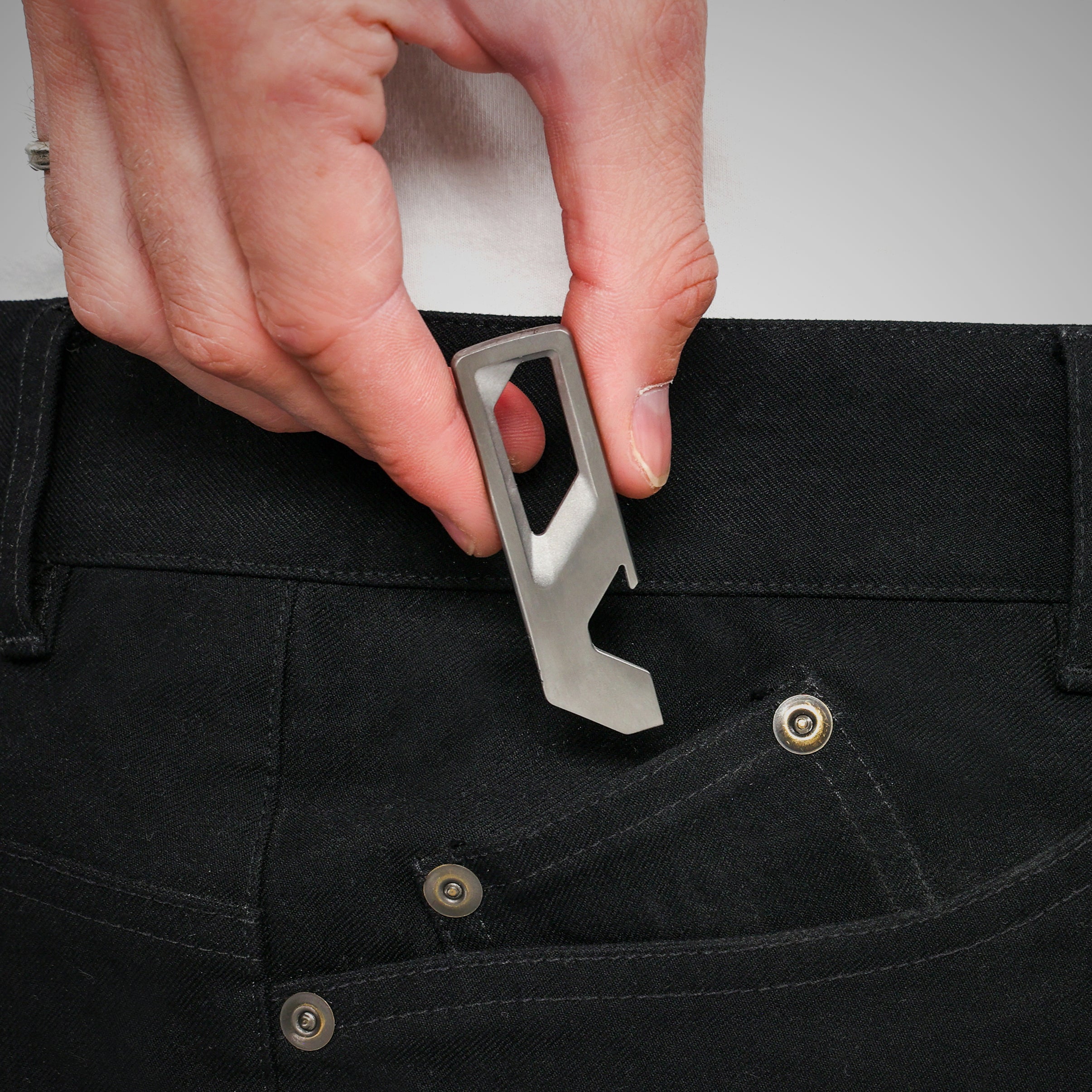 Brushed Stainless Steel Multitool in Pocket