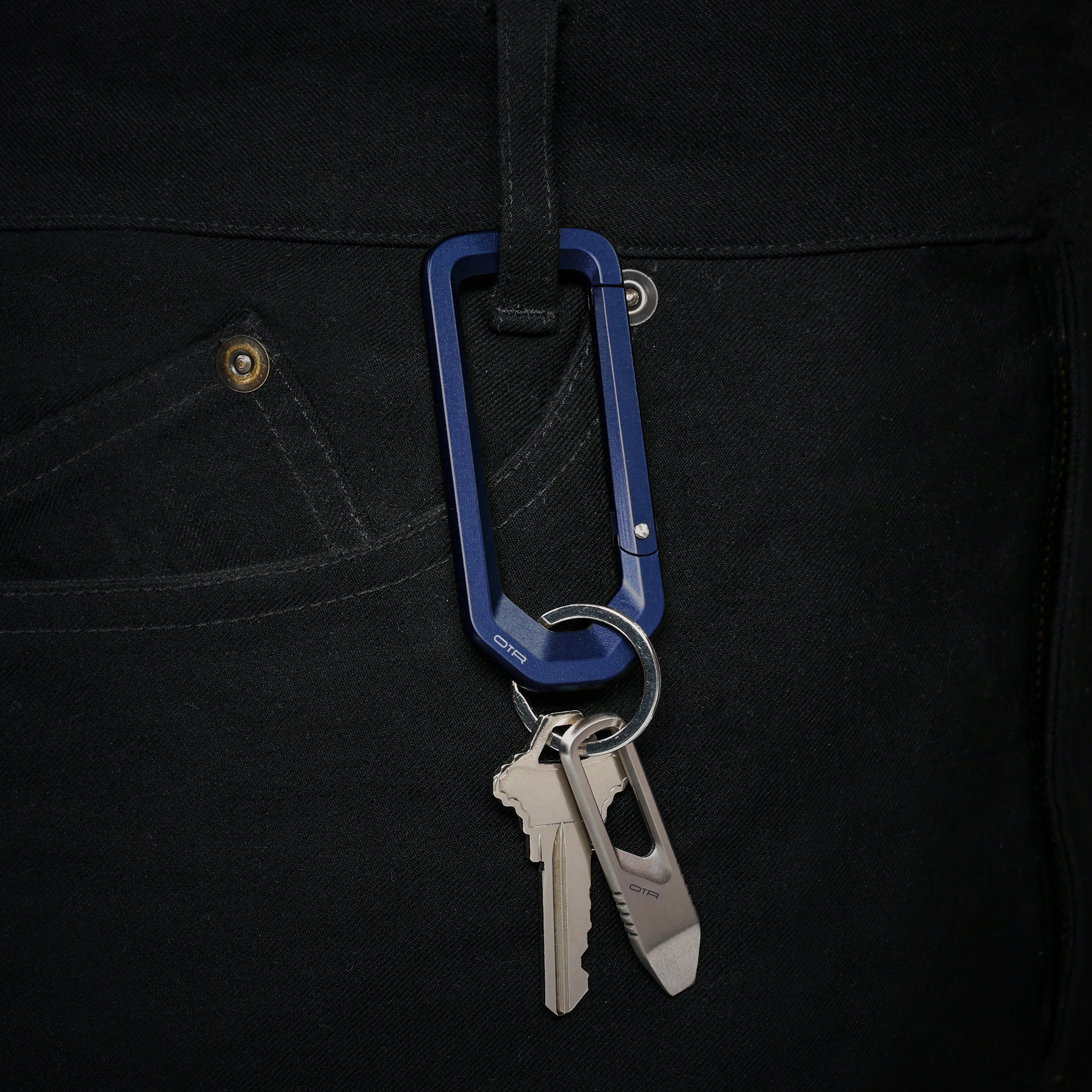 Night Blue Carabiner on Belt Loop