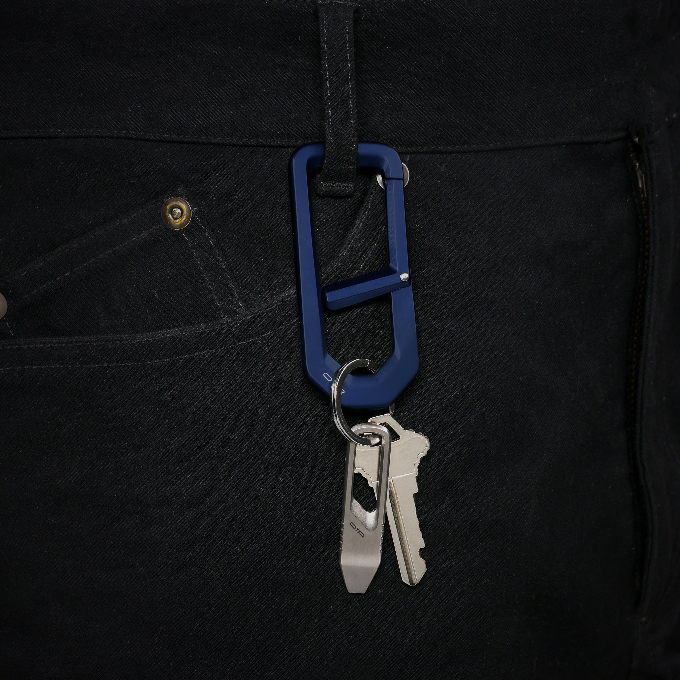 Night Blue H Carabiner on Belt Loop