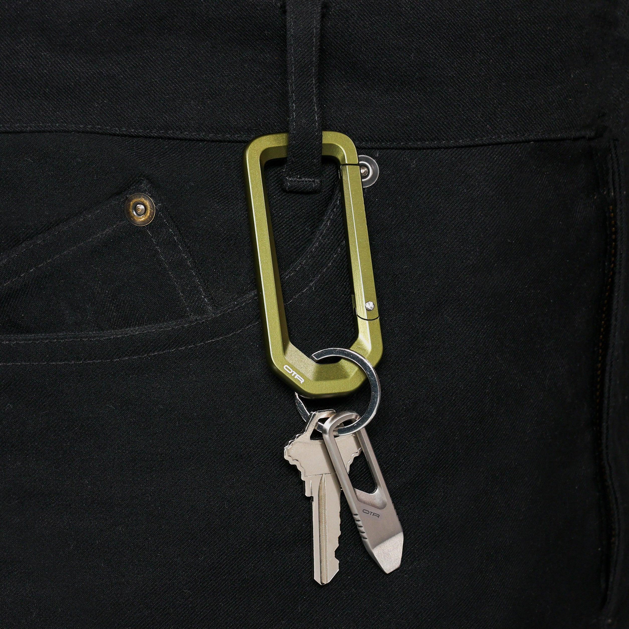 OD Green Carabiner on Belt Loop
