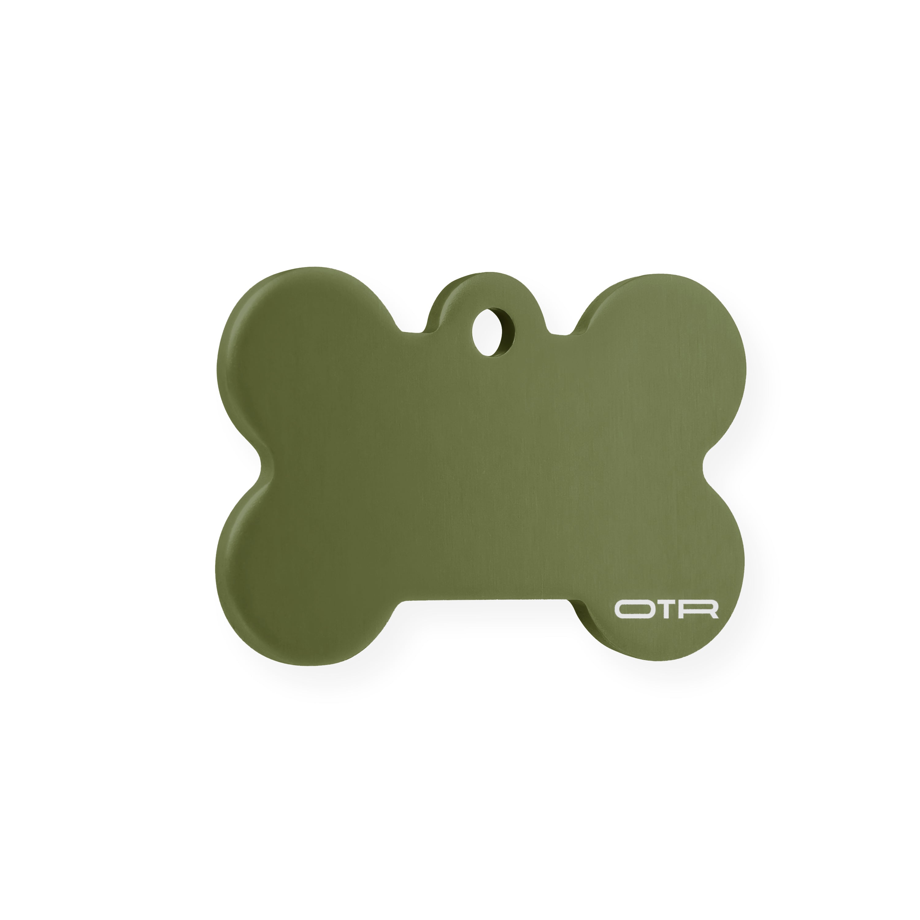 Olive Bone Dog ID Tag Angle