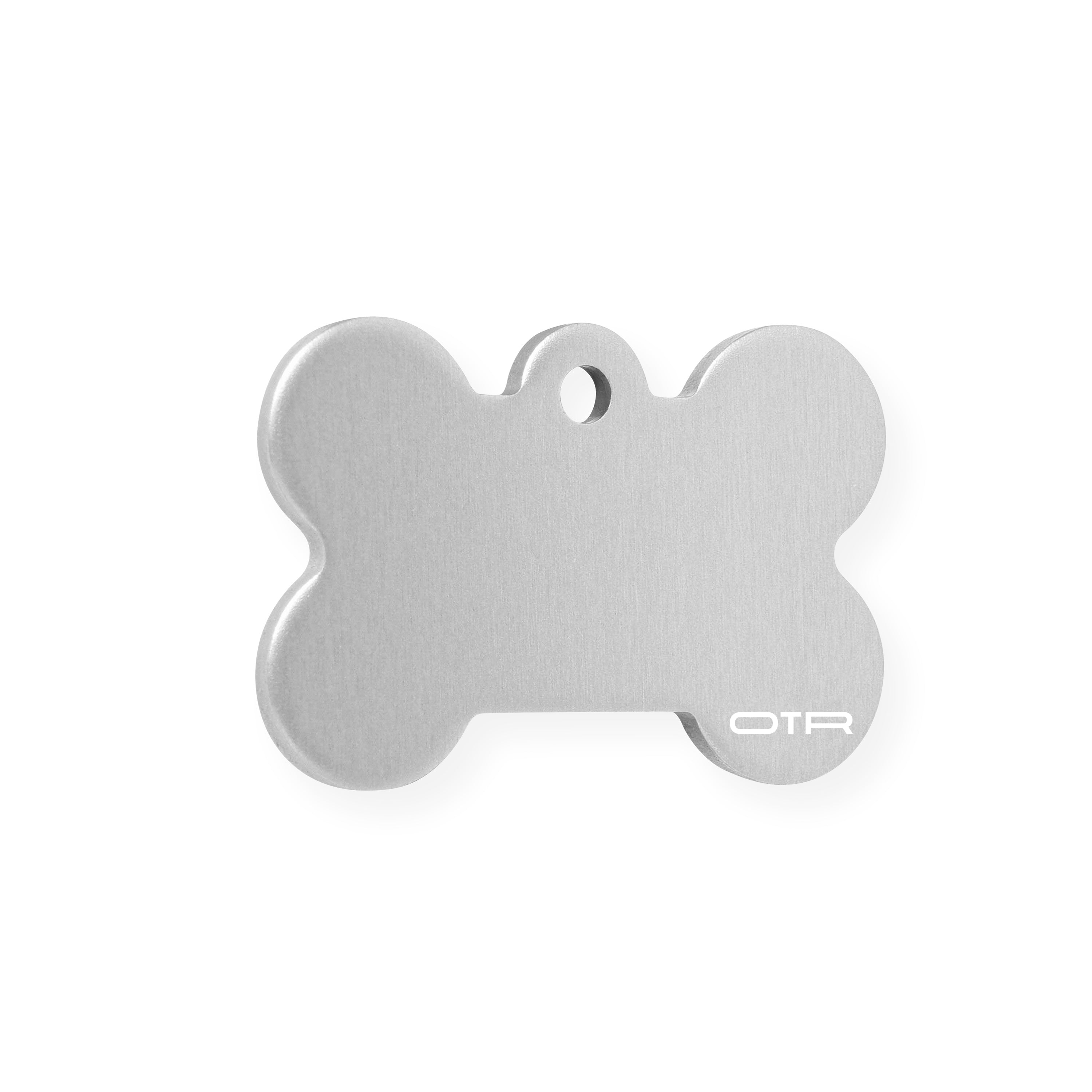Silver Bone Dog ID Tag Angle