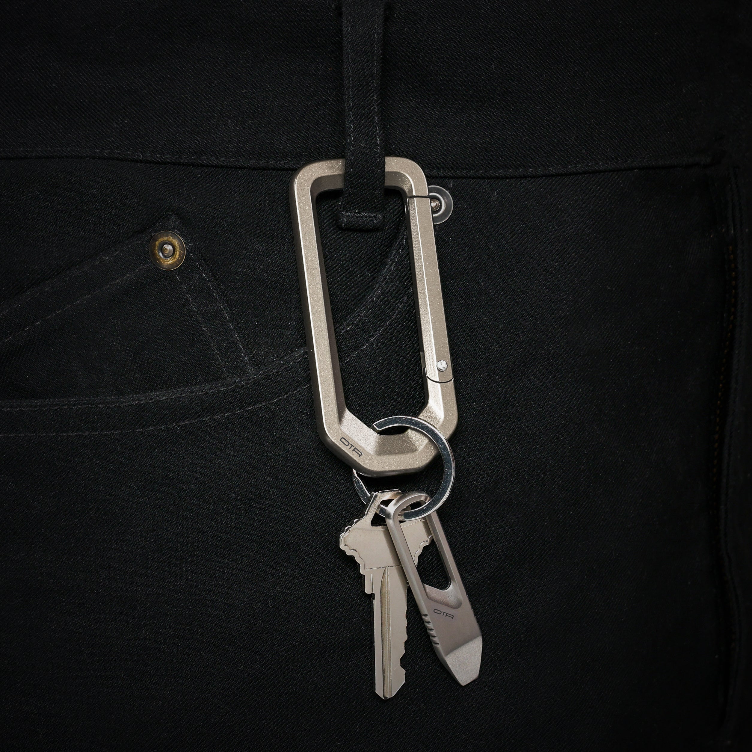 Titanium Carabiner on Belt Loop