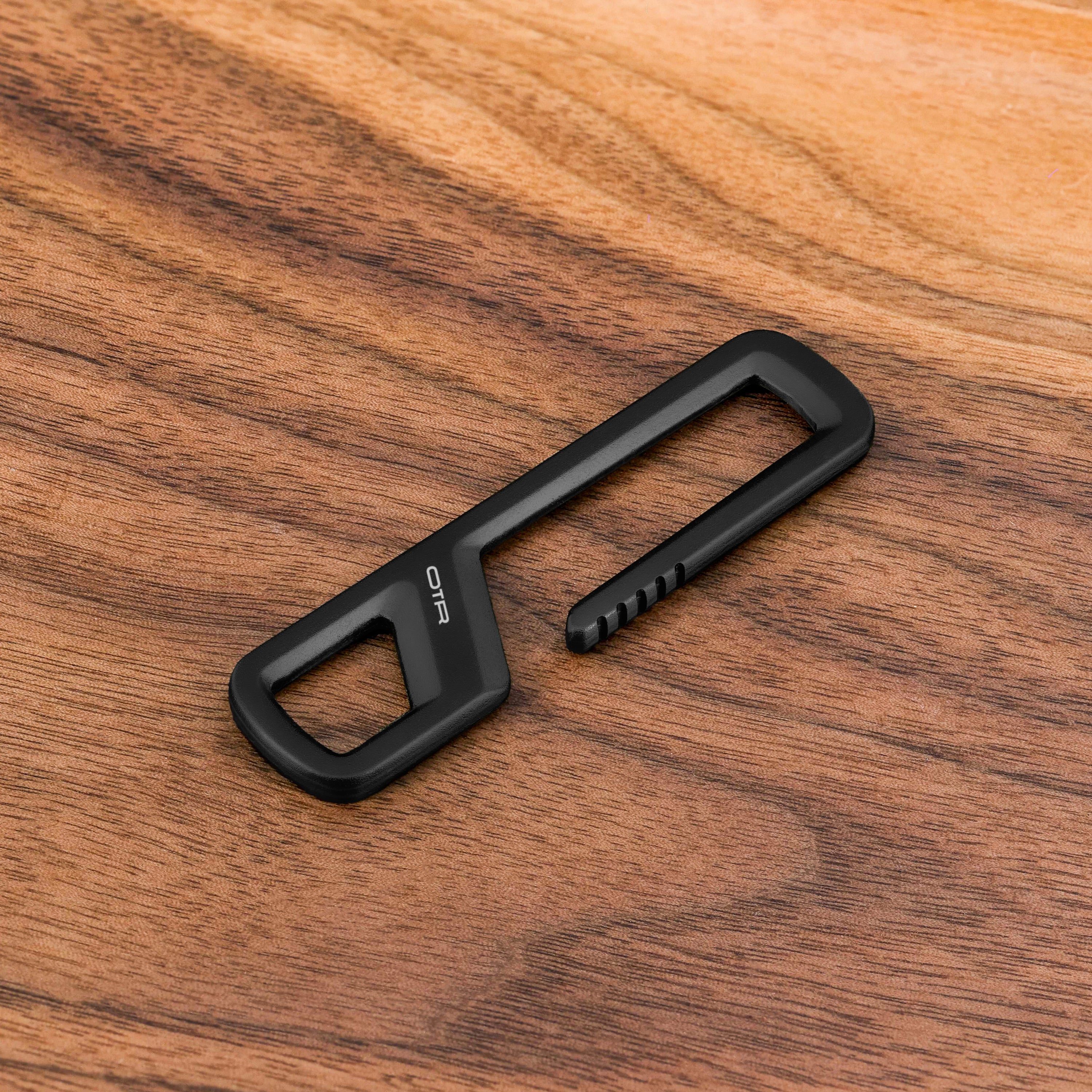 Black Belt Clip on Wood