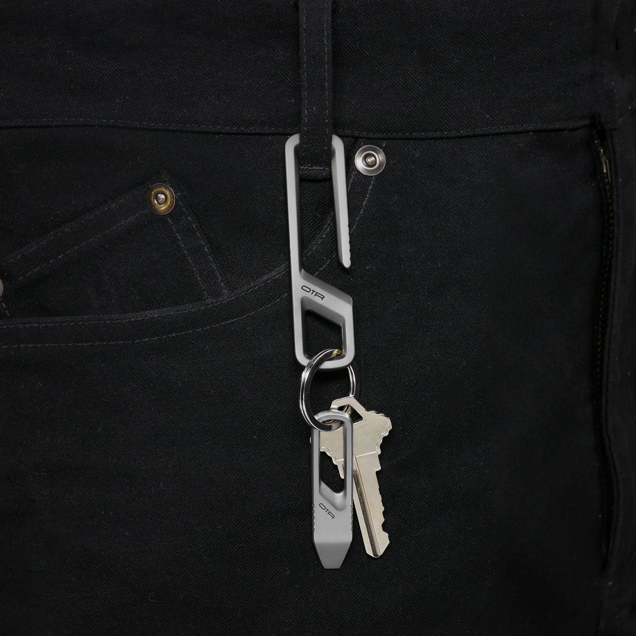 Brushed Stainless Steel Belt Clip on Belt Loop