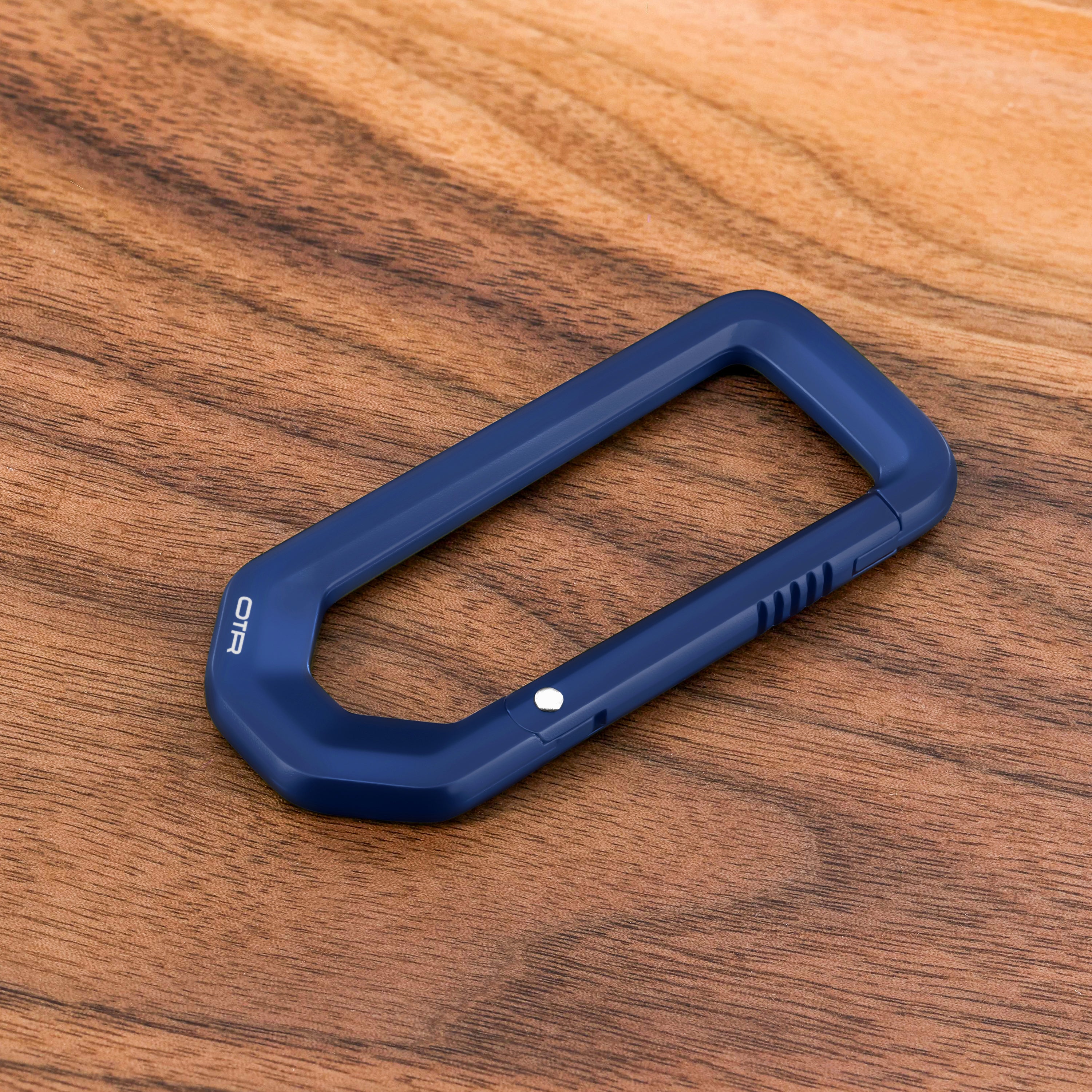 Night Blue Carabiner on Wood