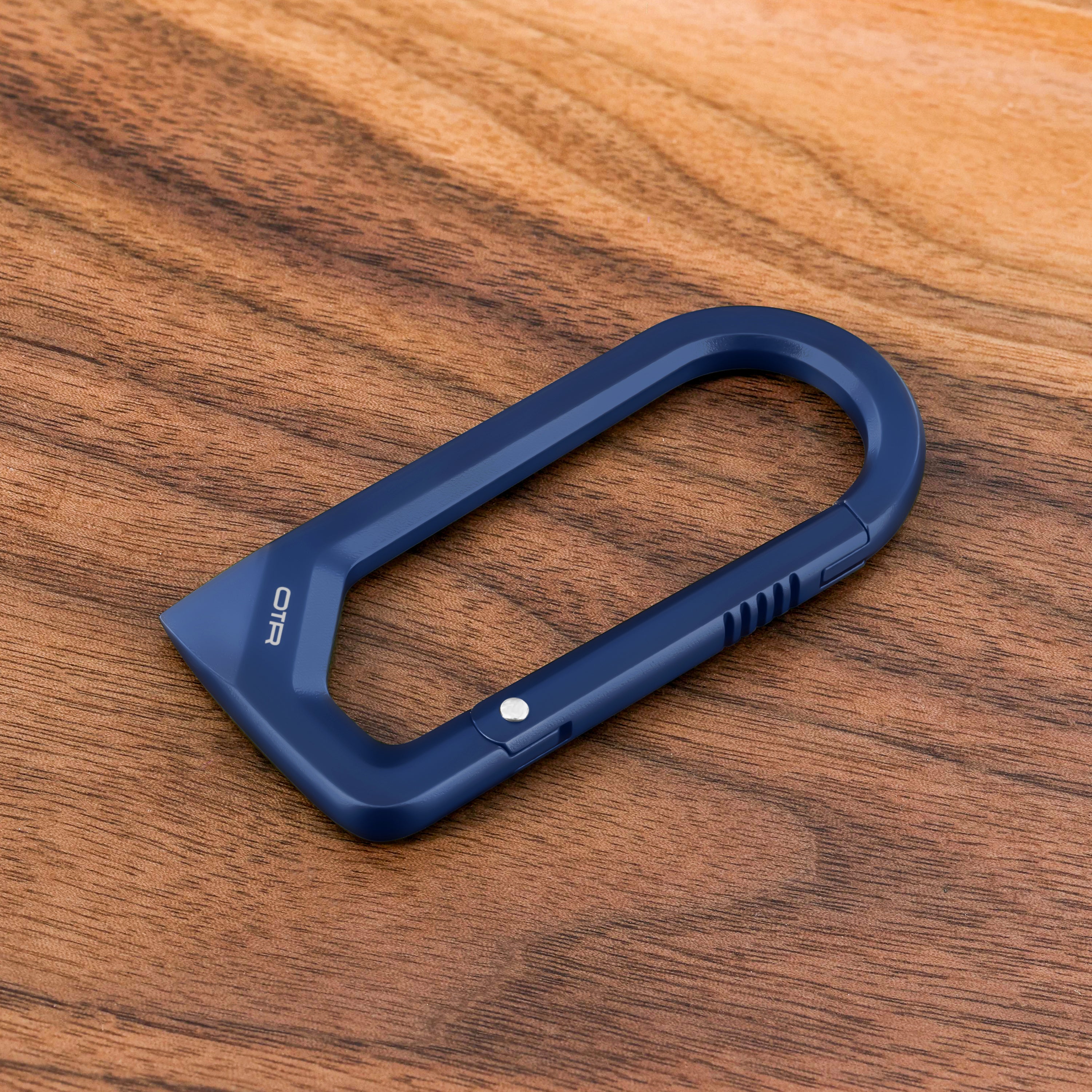Night Blue Scoring Carabiner on Wood