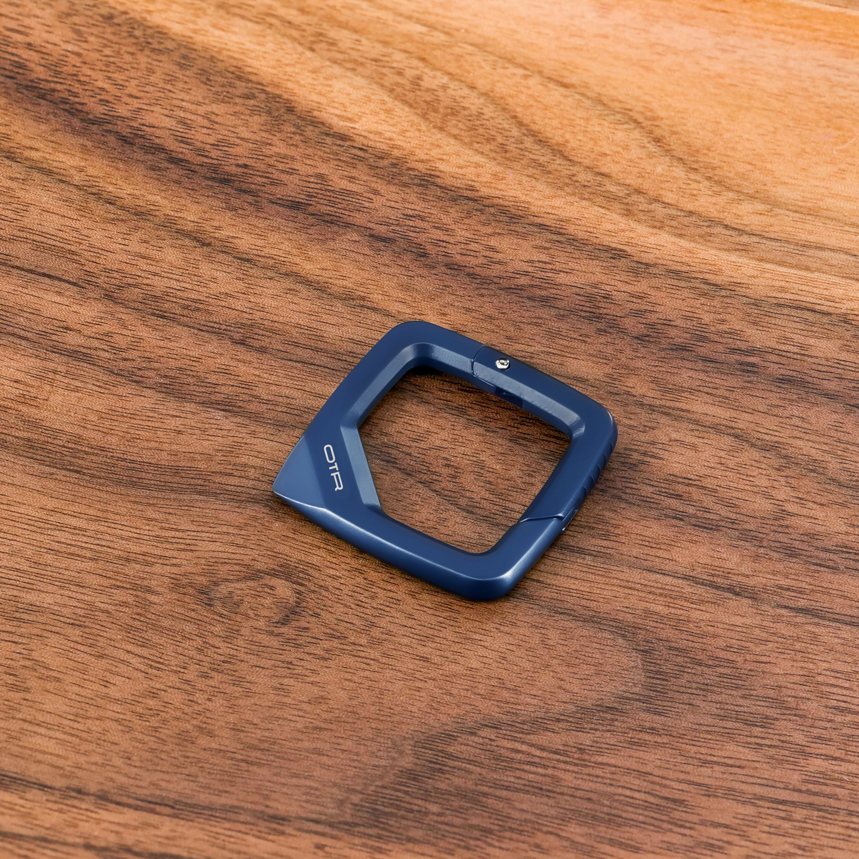 Night Blue Square Carabiner on Wood
