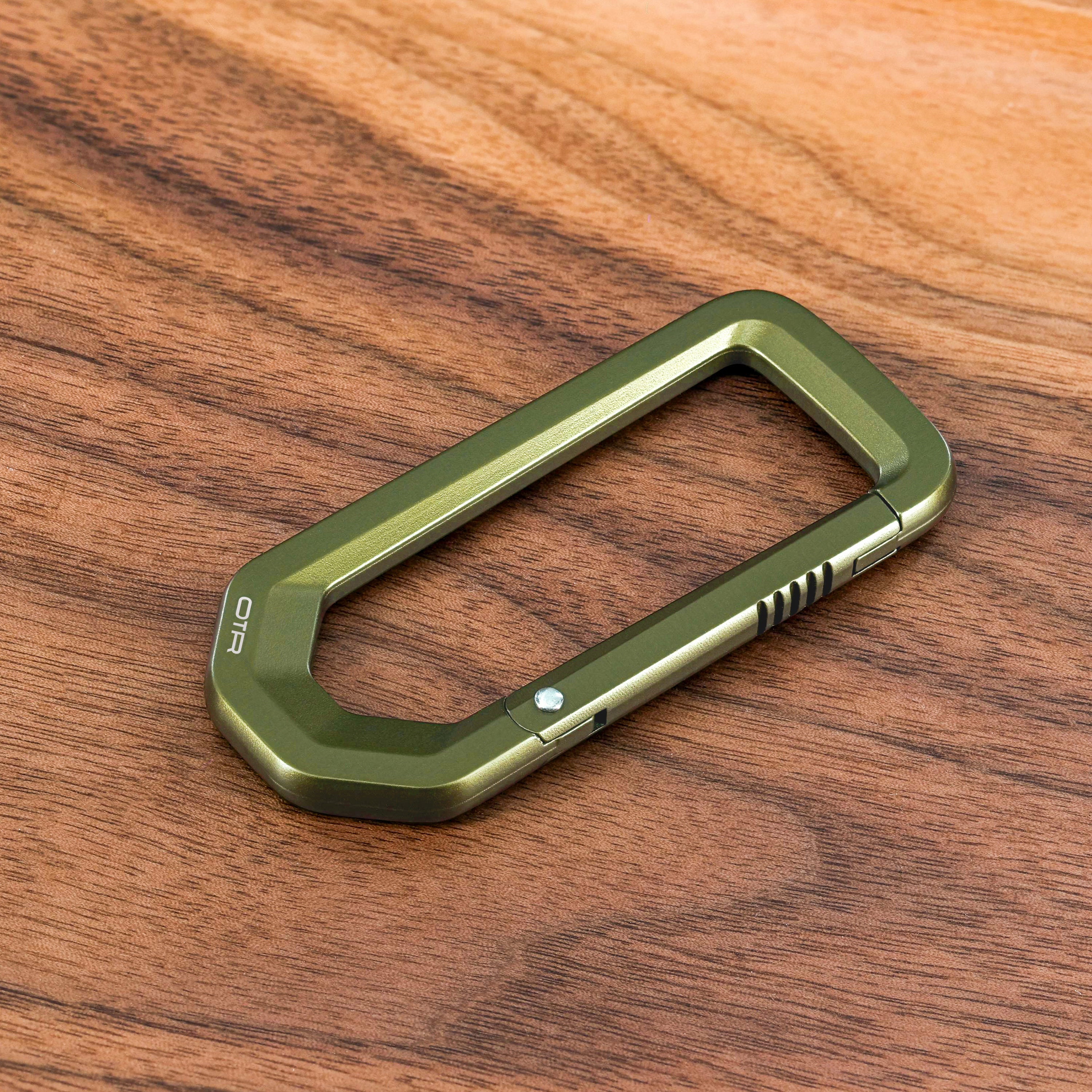 OD Green Carabiner on Wood