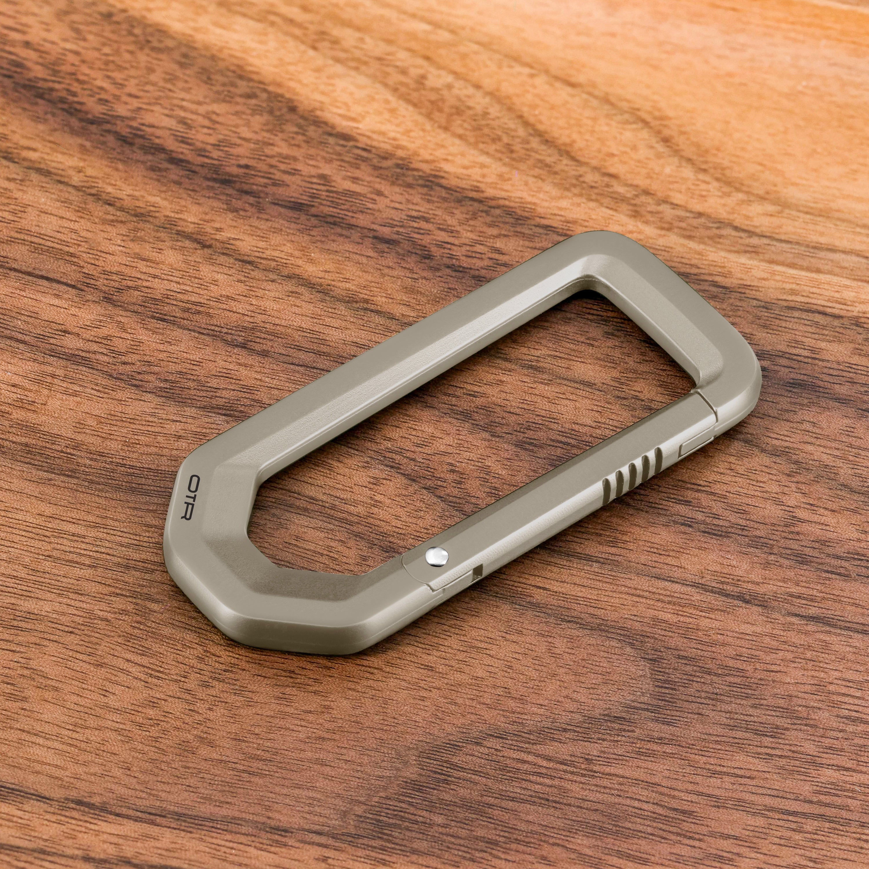 Titanium Carabiner on Wood