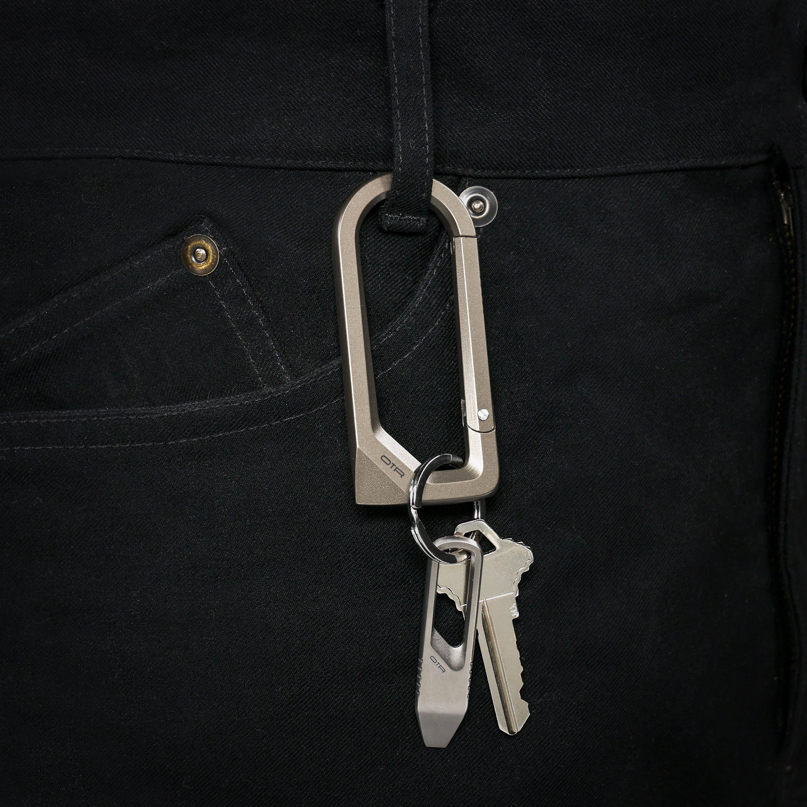 Titanium Scoring Carabiner on Belt Loop