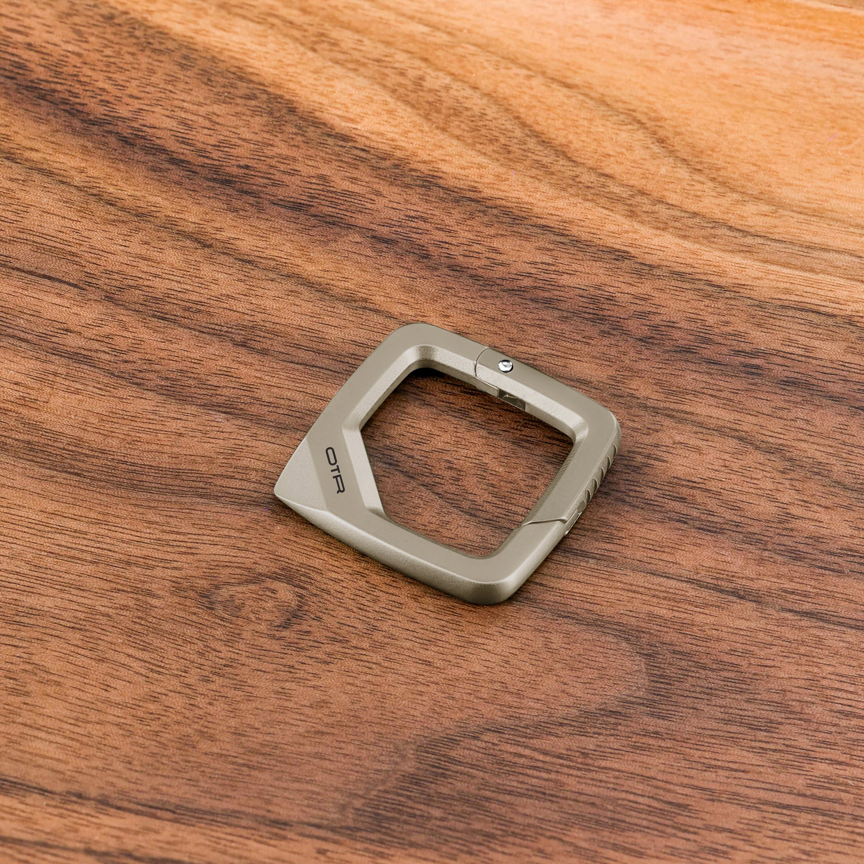 Titanium Square Carabiner on Wood